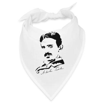 Portrait Nikola Tesla signed - Bandana - Weiß - Vorne