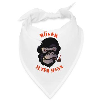Rauchender Gorilla Kopf Grafik böser alter Mann - Bandana - Weiß - Vorne