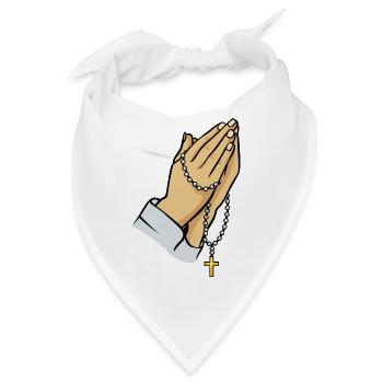 Betende Hände mit Rosenkranz - Bandana - Weiß - Vorne