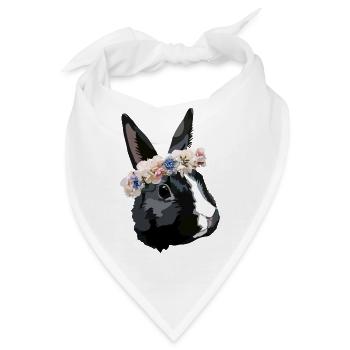 kaninchen mit Blumenkranz - Bandana - Weiß - Vorne