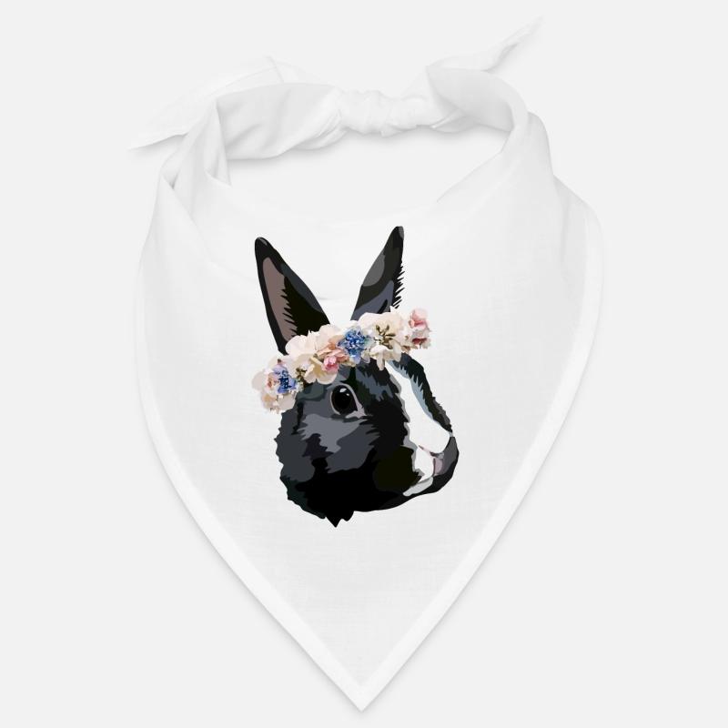 lapin avec couronne de fleurs Bandana