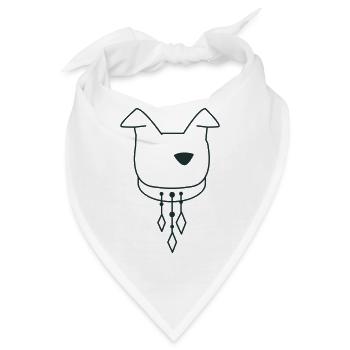 Hundekopf mit Halsband baumelt - Bandana - Weiß - Vorne