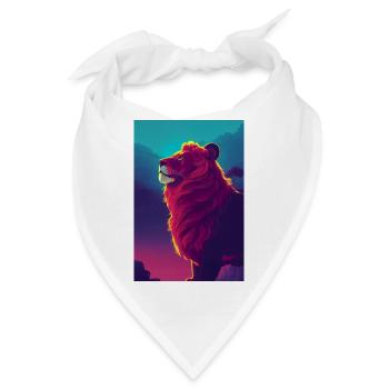 Löwe schaut in den Himmel retrofuturistisch - Bandana - Weiß - Vorne