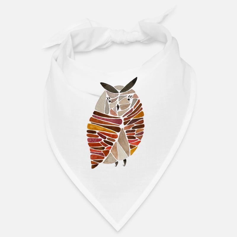 Eule im Ornament Muster in beige/braun/rot Bandana