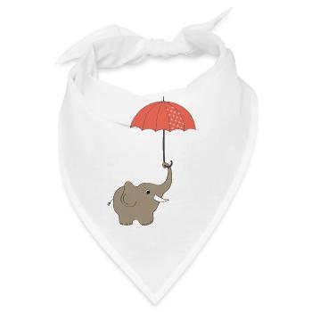 Elefant im Herbst Regentag Regenschirm "happy rain - Bandana - Weiß - Vorne