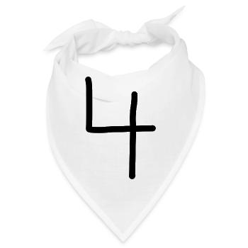 4 Nummer vier Zahl schwarz Geburtstag - Bandana - Weiß - Vorne