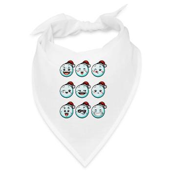 9 Schneebälle mit Weihnachtsmütze - Bandana - Weiß - Vorne