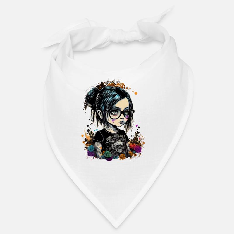 Kleines Mädchen mit Brille im Gothic- Stil Bandana