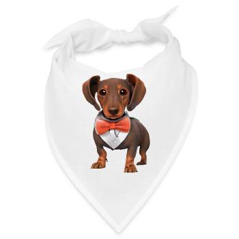 Dachshund mit Anzug Hund Dackelwelpe Hunde - Bandana - Weiß - Vorne