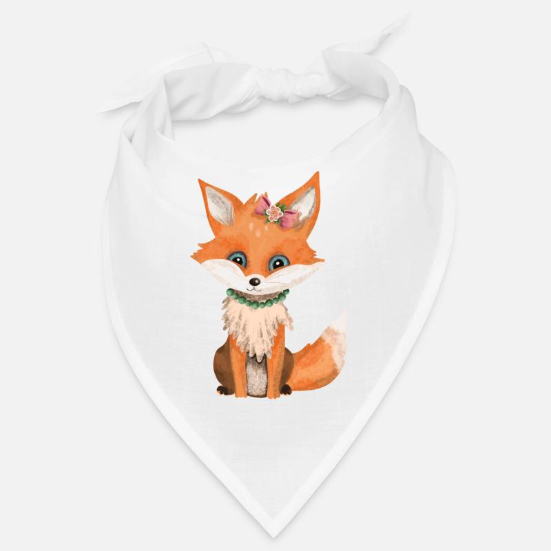 Petit renard avec arc et collier de perles - Bandana - blanc