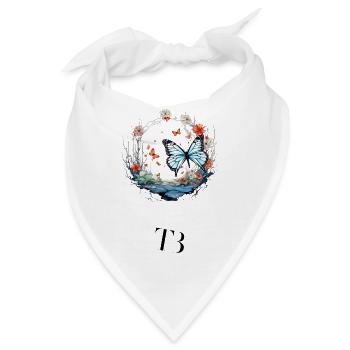 Schönes Schmetterlings Design im Blumenring - Bandana - Weiß - Vorne