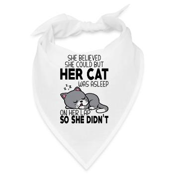 Sie glaubte, sie könne es, aber ihre Katze schlief - Bandana - Weiß - Vorne