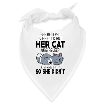 Sie glaubte, sie könne es, aber ihre Katze schlief - Bandana - Weiß - Vorne