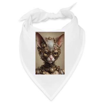 Cyber Punk Katze Sphinx - Bandana - Weiß - Vorne