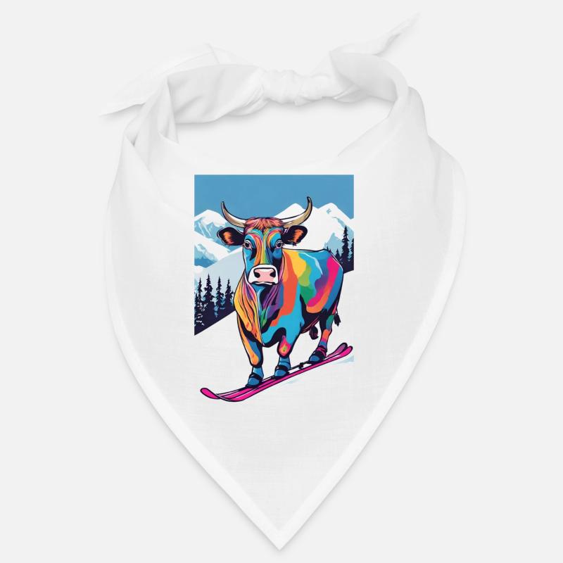 Vache colorée sur les skis Bandana