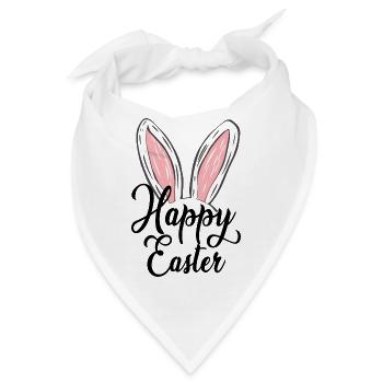 Frohe Ostern Hasenohren Bunter Frühling für - Bandana - Weiß - Vorne