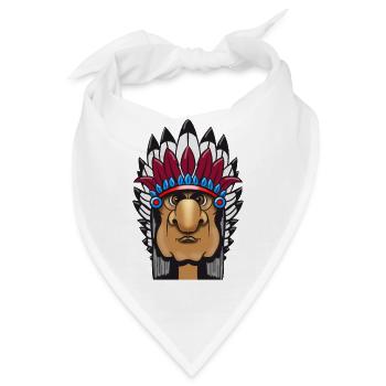Grimmiger Indianerhäuptling mit Federschmuck Comic - Bandana - Weiß - Vorne