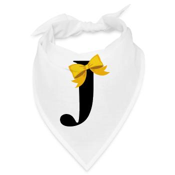 Buchstabe j gelbe Schleife - Bandana - Weiß - Vorne