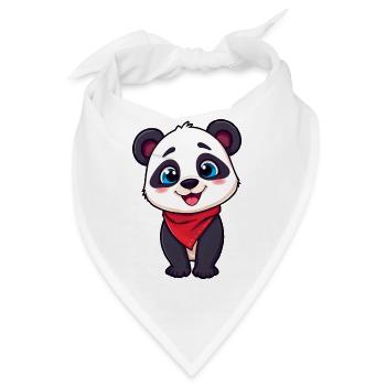 Verspielter Panda aus rotem Bandana - Bandana - Weiß - Vorne