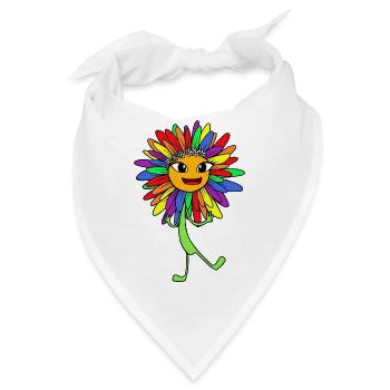 Sonnenblume Hippie Kind Kinder Blumen Regenbogen - Bandana - Weiß - Vorne