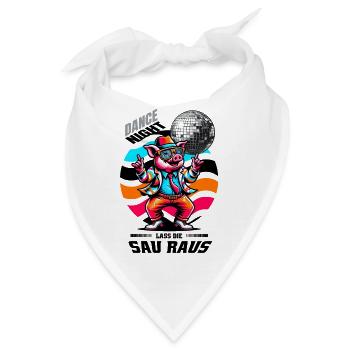 Lustige Tanz Sau - Bandana - Weiß - Vorne