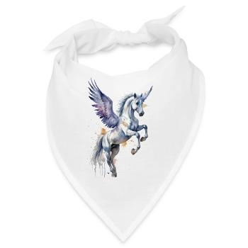 Mythisches Gebrüll - Geflügelter Pegasus Aquarell - Bandana - Weiß - Vorne