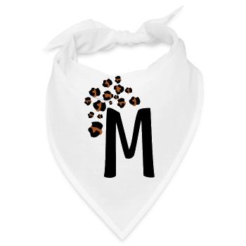 Buchstabe M Leopard Muster - Bandana - Weiß - Vorne