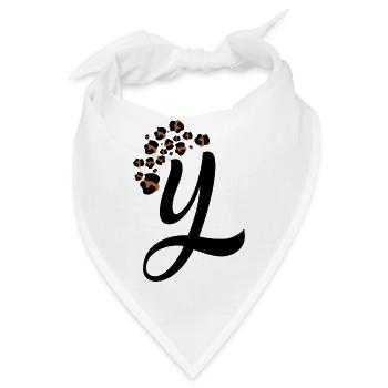 Buchstaben- und Leopardenmuster - Bandana - Weiß - Vorne