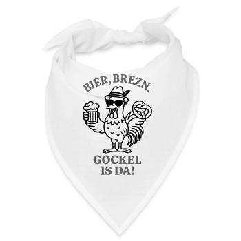 Gockel is da! - Lustiges Hahn Party Design - Bandana - Weiß - Vorne