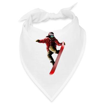 Roter Snowboarder Sprung - Bandana - Weiß - Vorne
