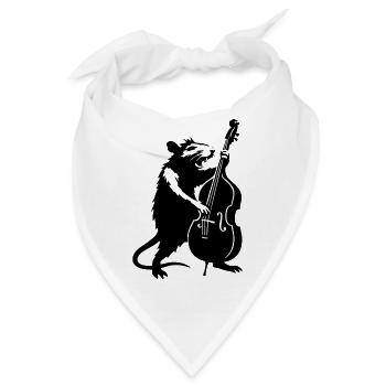 Bär mit Cello Monochrom - Bandana - Weiß - Vorne