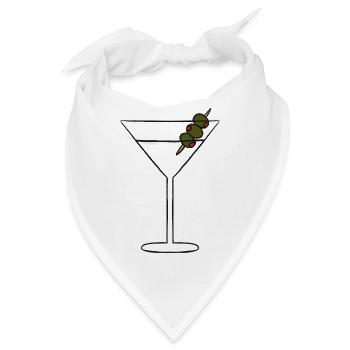 Martini-Silhouette am Olivenspieß - Bandana - Weiß - Vorne
