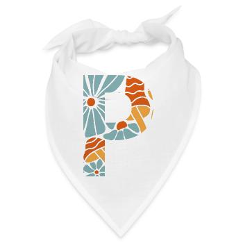 Buchstabe p groovige Blumen Geschenkidee - Bandana - Weiß - Vorne