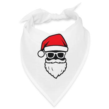 Weihnachts-Santa mit Bart und Brille - Bandana - Weiß - Vorne