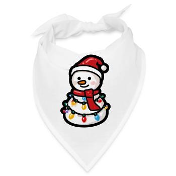 Schneemann mit Lichterkette und Schal - Bandana - Weiß - Vorne