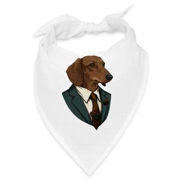 Dackel im Anzug - Bandana - Weiß - Vorne