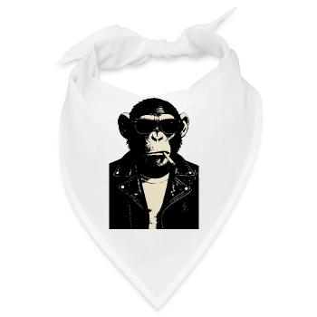 Affenrebell in Leder - Bandana - Weiß - Vorne