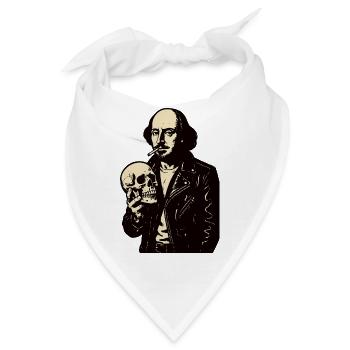 William Shakespeare mit Schädelporträt - Bandana - Weiß - Vorne