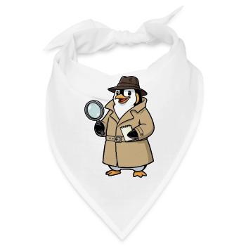 Pinguin Detektiv Spion Cartoon Kinderzimmer Spaß - Bandana - Weiß - Vorne