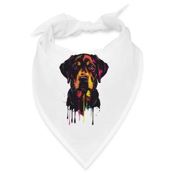 Buntes Hundeportrait Tropfen - Bandana - Weiß - Vorne