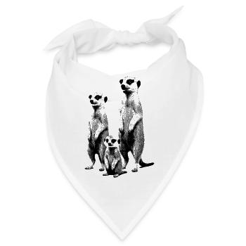 Erdmännchen dunkel (für helle Produkte) - Bandana - Weiß - Vorne