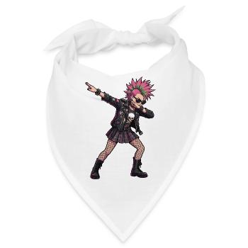 Punk Girl Dab – freches Street Cartoon Motiv - Bandana - Weiß - Vorne