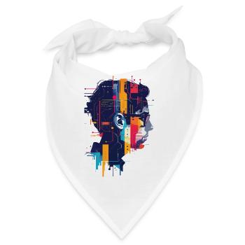 Digital KI Motiv Platine Hacker Schaltkreis Kunst - Bandana - Weiß - Vorne