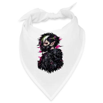 Anime Punk Girl – Dark Youth Stil - Bandana - Weiß - Vorne