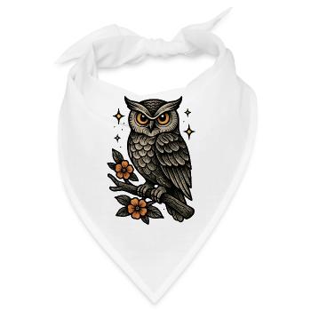Nacht Eulenflug mit Blüten - Bandana - Weiß - Vorne