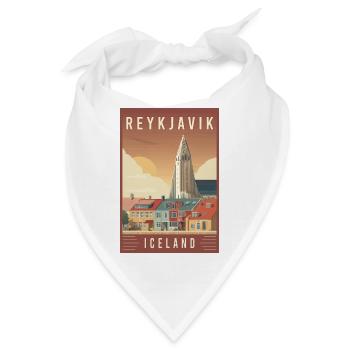 Entdecken Sie die nordische Stadtlandschaft von Reykjavik in Island - Bandana - Weiß - Vorne