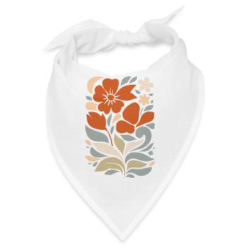 Abstraktes Blumen Muster Illustration - Bandana - Weiß - Vorne