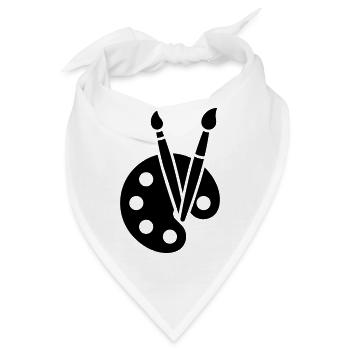 Malerei, Farbpalette, Pinsel, Kunst Symbol - Bandana - Weiß - Vorne