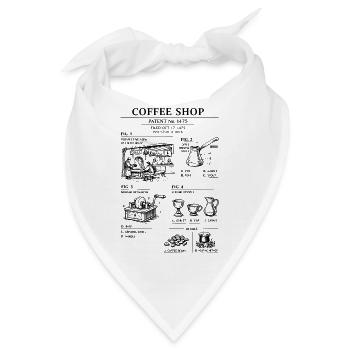 Vintage Coffeeshop Patent-Bauplan - Bandana - Weiß - Vorne