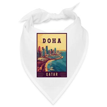 Entdecken Sie die Skyline der Wüstenstadt von Doha in Katar - Bandana - Weiß - Vorne
